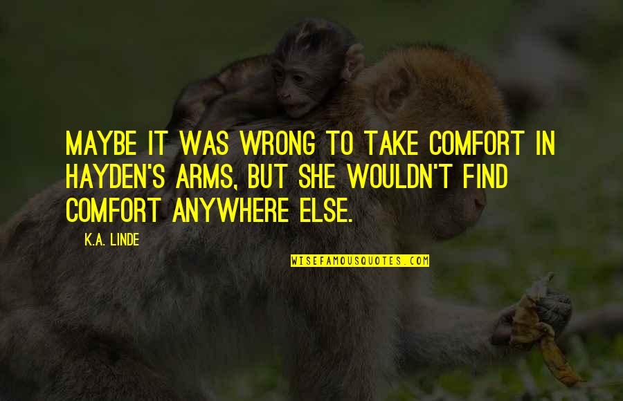 Bl2 Torgue Quotes By K.A. Linde: Maybe it was wrong to take comfort in Bl2 Torgue Quotes By K.A. Linde: Maybe it was wrong to take comfort in