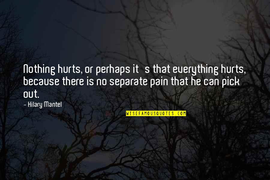 Bl3 Zane Quotes By Hilary Mantel: Nothing hurts, or perhaps it's that everything hurts,