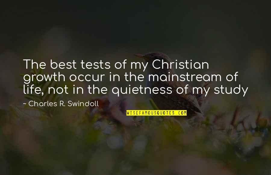 Blabs Quotes By Charles R. Swindoll: The best tests of my Christian growth occur