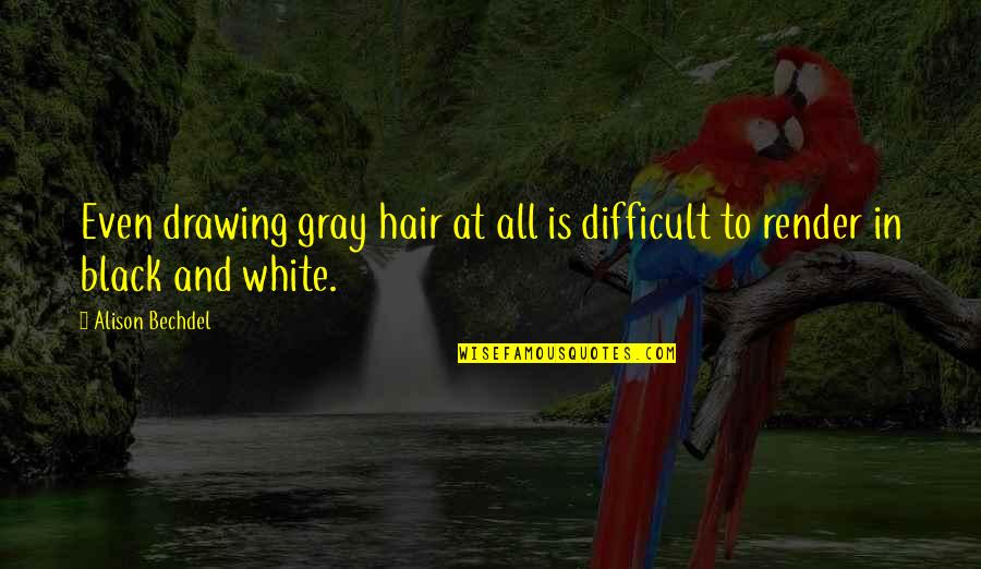 Black And Gray Quotes By Alison Bechdel: Even drawing gray hair at all is difficult