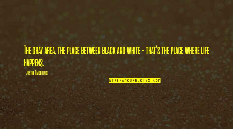 Black And White Gray Area Quotes By Justin Timberlake: The gray area, the place between black and