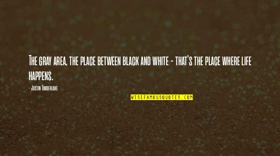 Black And White Life Quotes By Justin Timberlake: The gray area, the place between black and