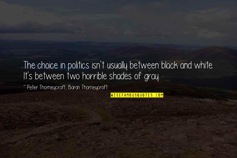 Black And White No Gray Quotes By Peter Thorneycroft, Baron Thorneycroft: The choice in politics isn't usually between black Black And White No Gray Quotes By Peter Thorneycroft, Baron Thorneycroft: The choice in politics isn't usually between black