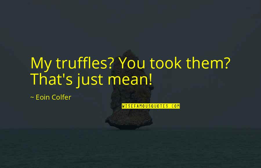 Black Aviator Quotes By Eoin Colfer: My truffles? You took them? That's just mean!