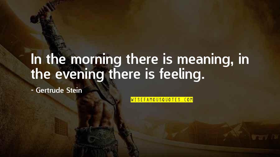 Black Beauty Love Quotes By Gertrude Stein: In the morning there is meaning, in the