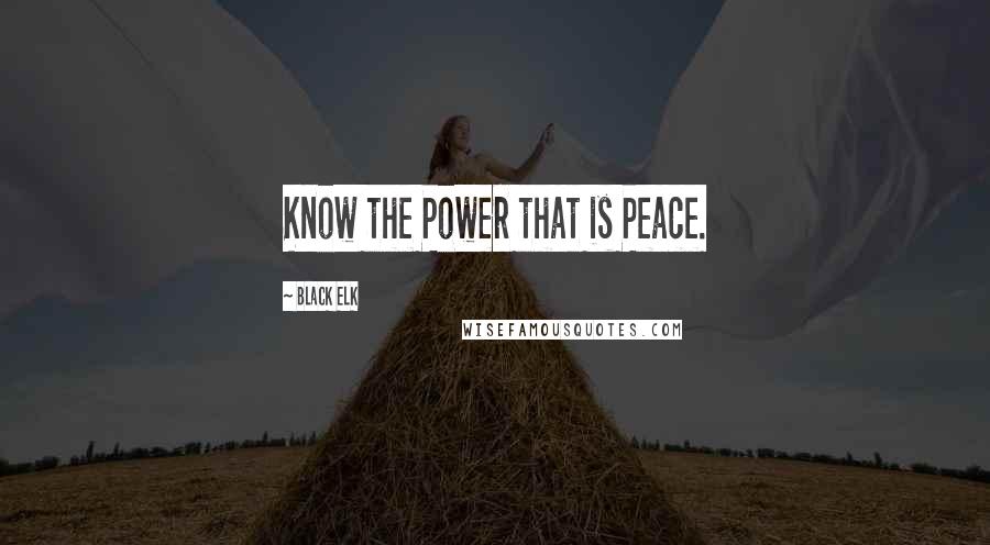 Black Elk quotes: Know the Power that is Peace.