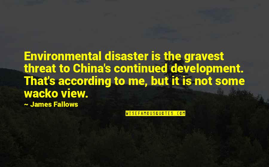 Black Ethnicity Quotes By James Fallows: Environmental disaster is the gravest threat to China's