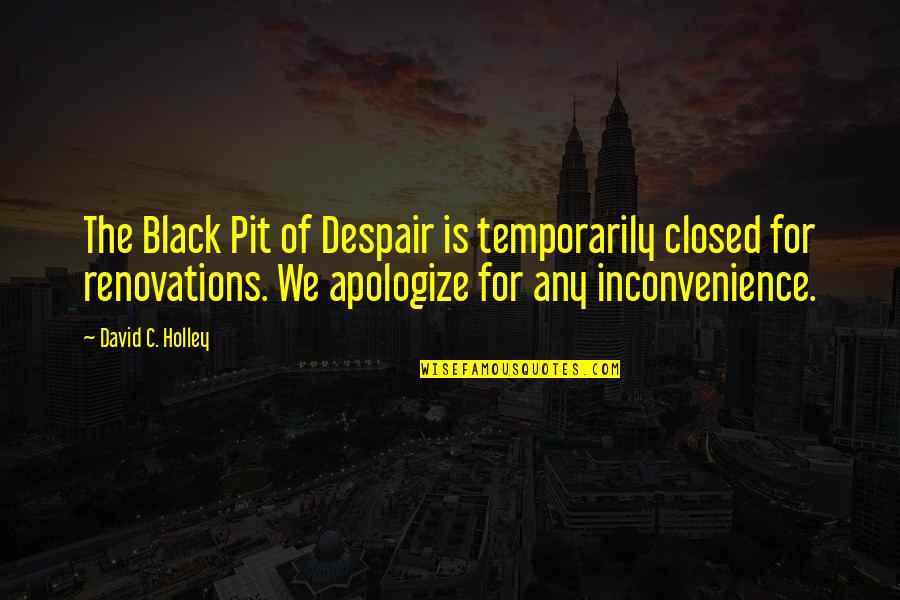 Black Funny Quotes By David C. Holley: The Black Pit of Despair is temporarily closed