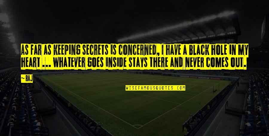 Black Hole Quotes By Raj: As far as keeping secrets is concerned, I