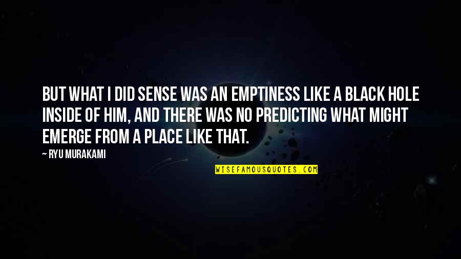 Black Hole Quotes By Ryu Murakami: But what I did sense was an emptiness