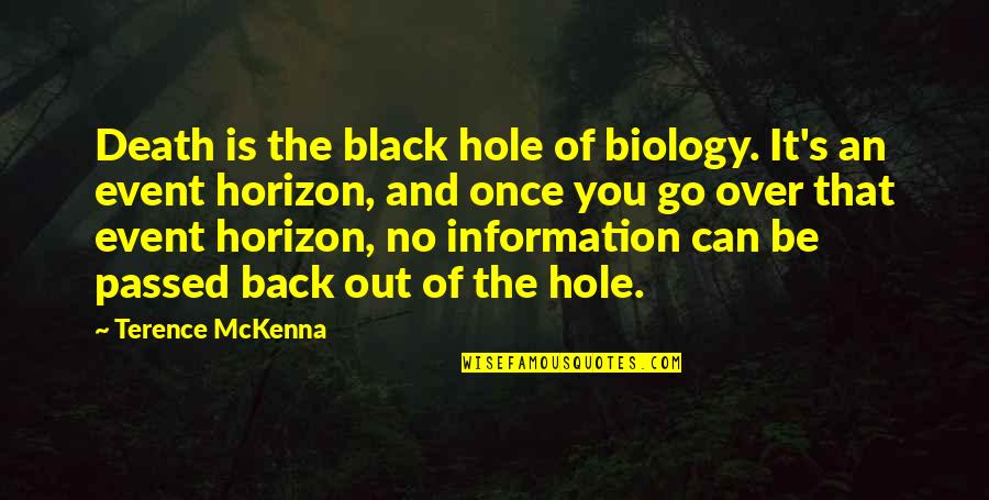 Black Hole Quotes By Terence McKenna: Death is the black hole of biology. It's