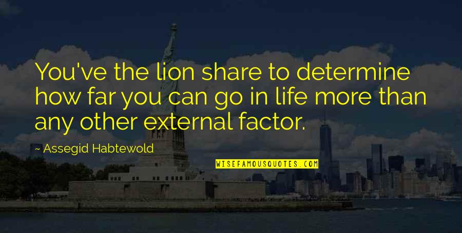 Black Identity Quotes By Assegid Habtewold: You've the lion share to determine how far