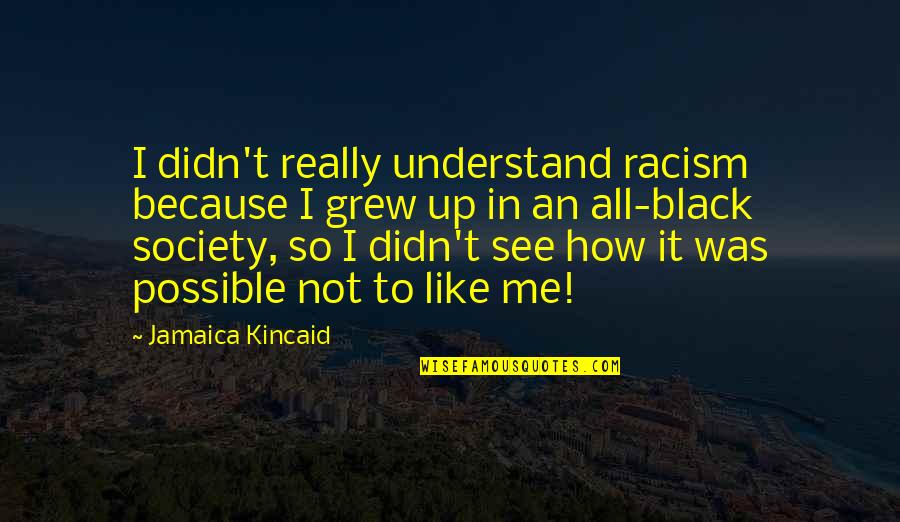 Black Like Me Quotes By Jamaica Kincaid: I didn't really understand racism because I grew
