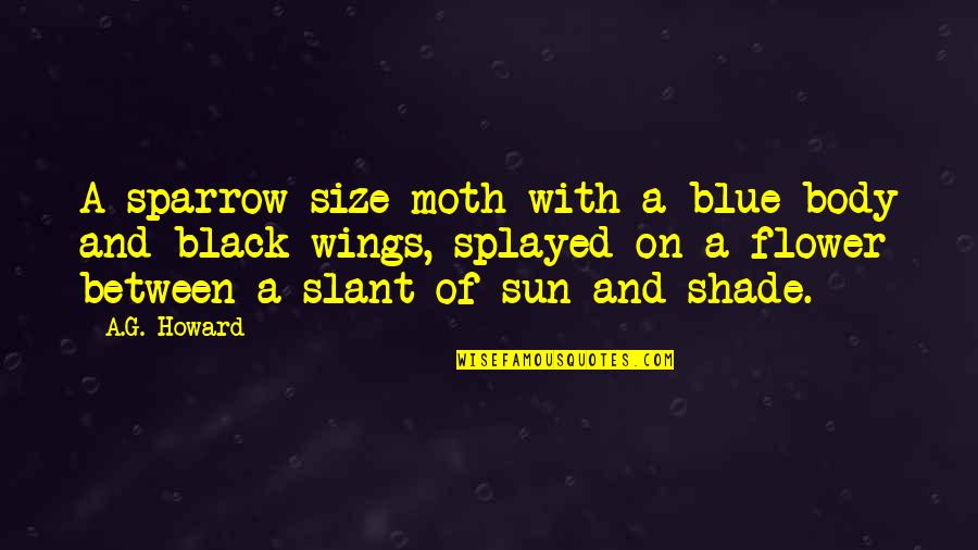 Black Shade Quotes By A.G. Howard: A sparrow-size moth with a blue body and