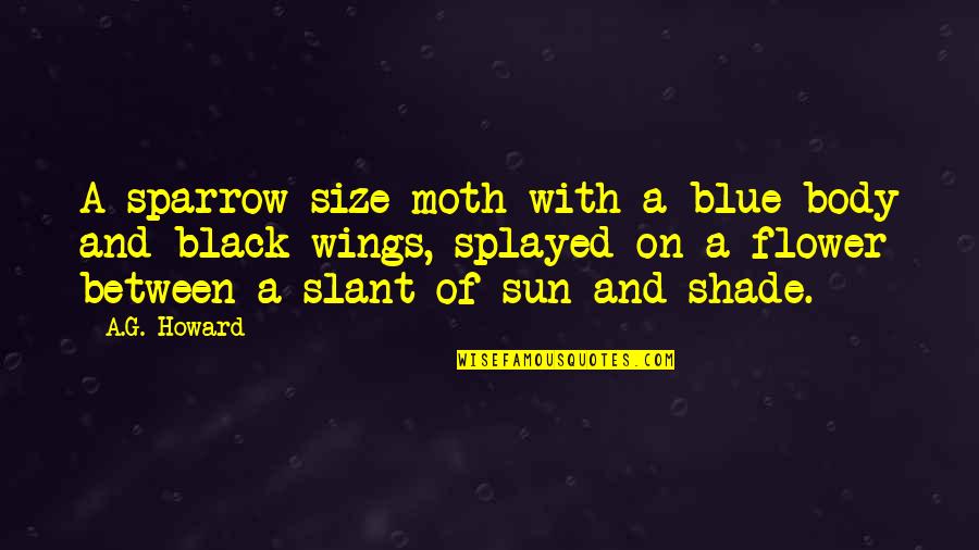 Black Sparrow Quotes By A.G. Howard: A sparrow-size moth with a blue body and