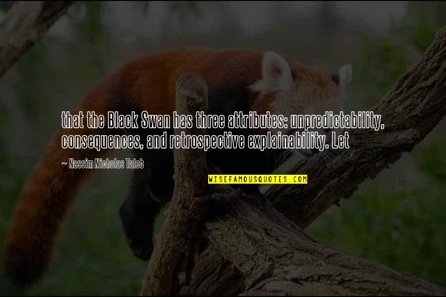 Black Swan Best Quotes By Nassim Nicholas Taleb: that the Black Swan has three attributes: unpredictability,
