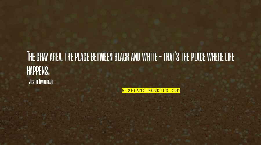 Black White Gray Quotes By Justin Timberlake: The gray area, the place between black and