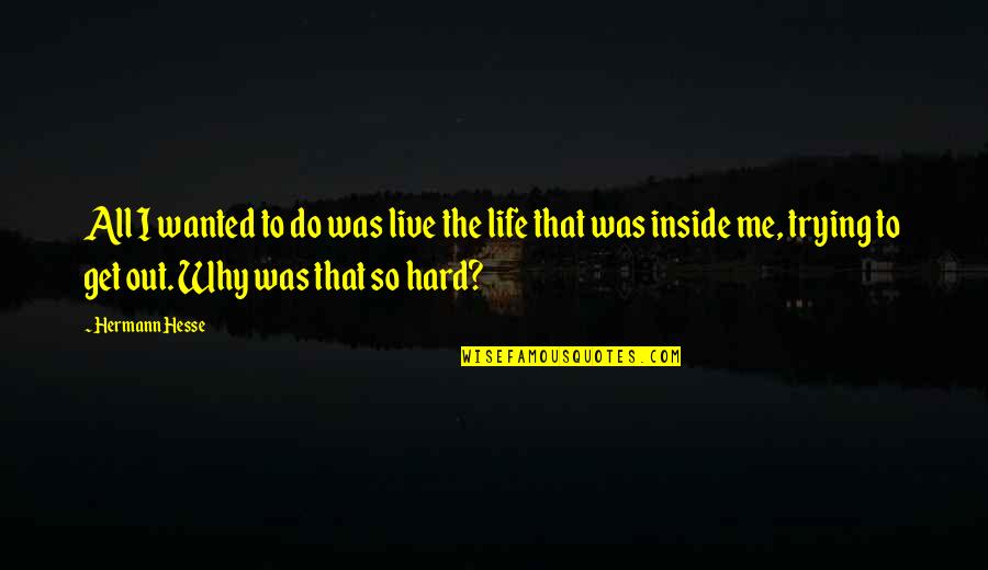 Blackadar River Quotes By Hermann Hesse: All I wanted to do was live the