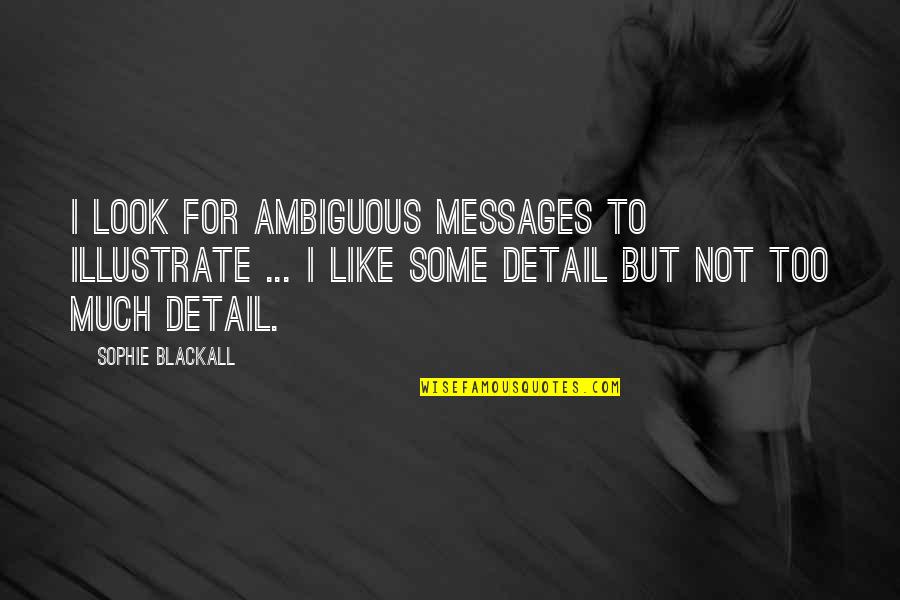 Blackall Quotes By Sophie Blackall: I look for ambiguous messages to illustrate ...