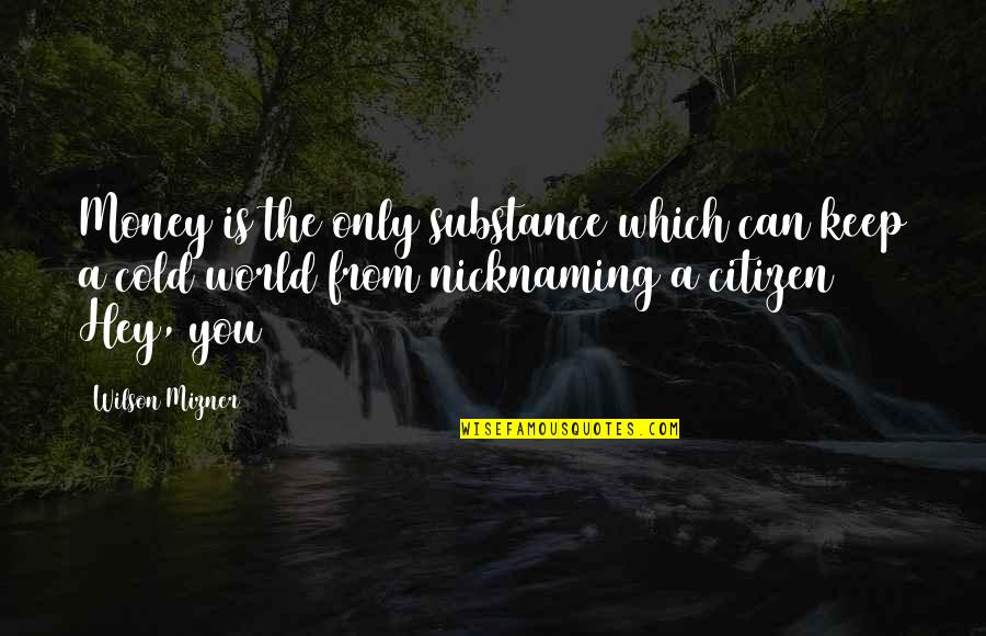 Blackhead Popping Quotes By Wilson Mizner: Money is the only substance which can keep