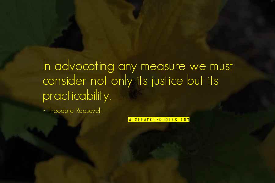 Blackmun Opinion Quotes By Theodore Roosevelt: In advocating any measure we must consider not