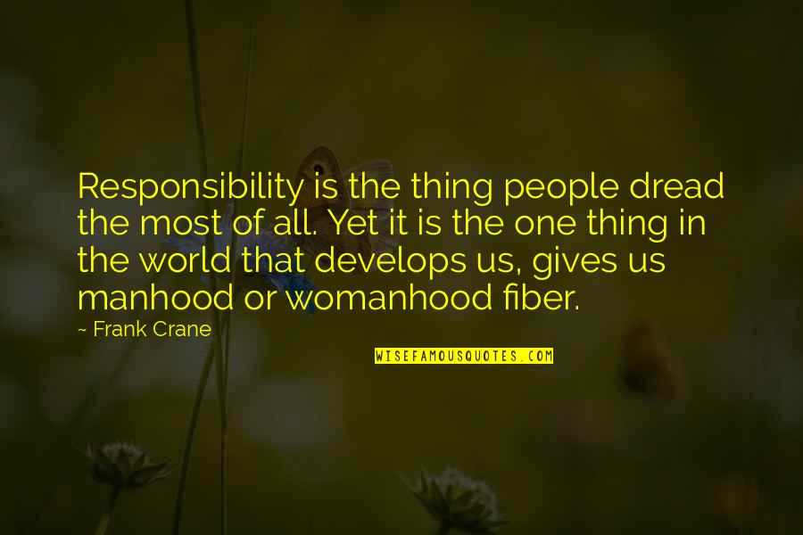 Blackouts Quotes By Frank Crane: Responsibility is the thing people dread the most