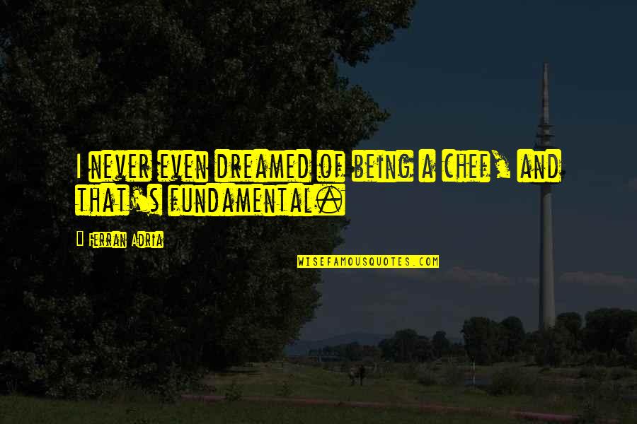 Blackpool Council Quotes By Ferran Adria: I never even dreamed of being a chef,