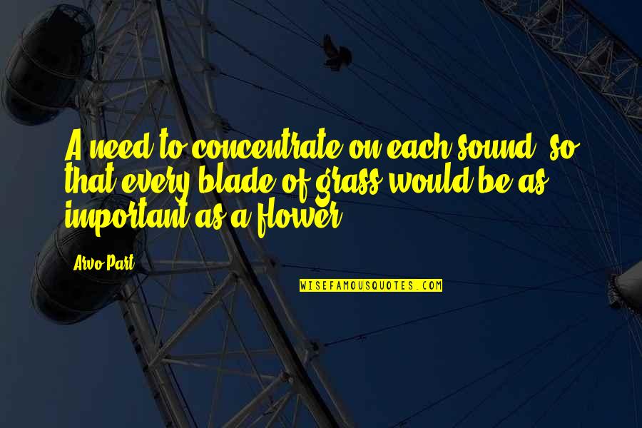 Blade Of Grass Quotes By Arvo Part: A need to concentrate on each sound, so Blade Of Grass Quotes By Arvo Part: A need to concentrate on each sound, so