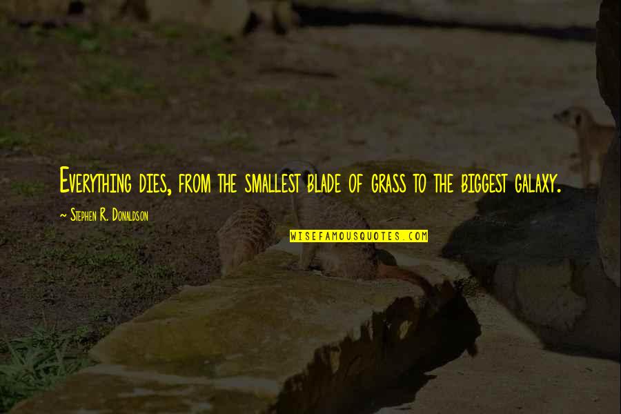 Blade Of Grass Quotes By Stephen R. Donaldson: Everything dies, from the smallest blade of grass Blade Of Grass Quotes By Stephen R. Donaldson: Everything dies, from the smallest blade of grass