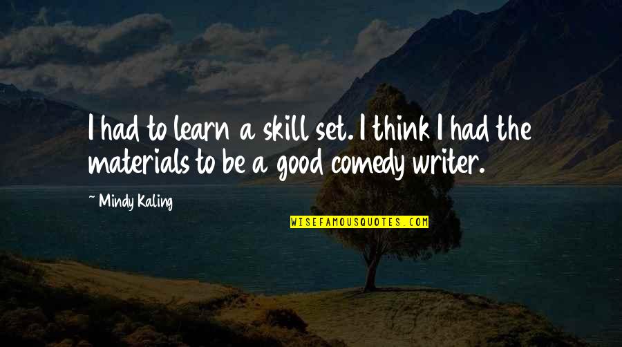 Blahuta Zdenek Quotes By Mindy Kaling: I had to learn a skill set. I