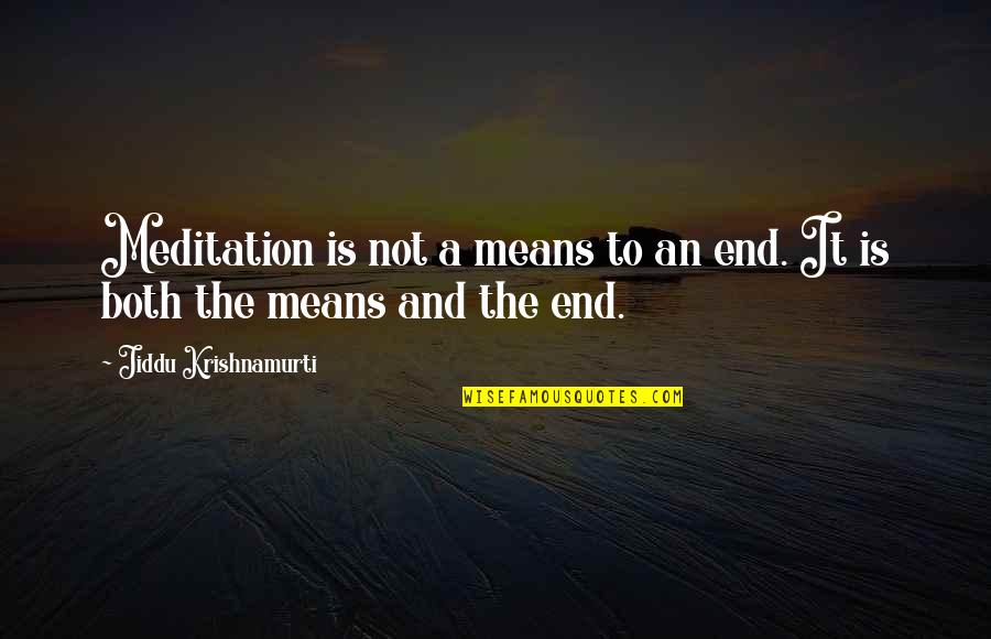 Blaides Quotes By Jiddu Krishnamurti: Meditation is not a means to an end.