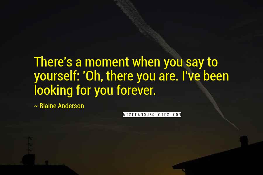 Blaine Anderson quotes: There's a moment when you say to yourself: 'Oh, there you are. I've been looking for you forever.