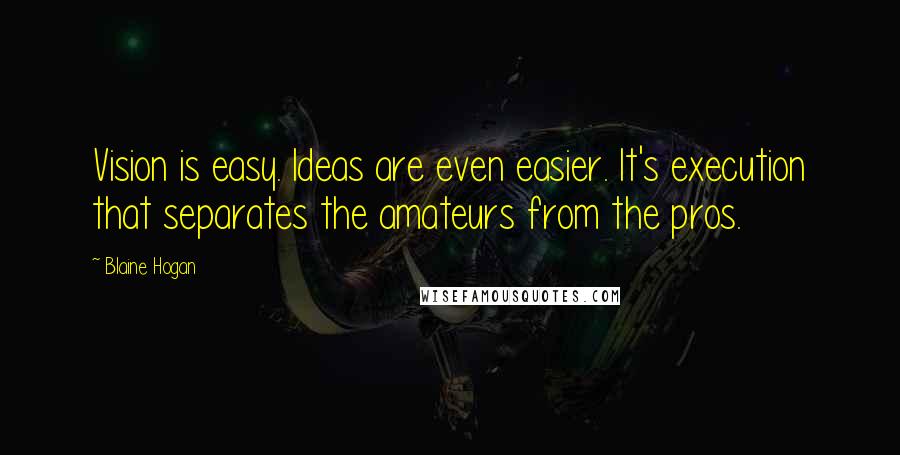 Blaine Hogan quotes: Vision is easy. Ideas are even easier. It's execution that separates the amateurs from the pros.
