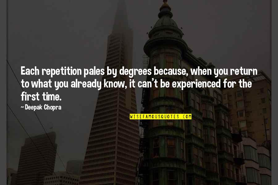 Blaithin Quotes By Deepak Chopra: Each repetition pales by degrees because, when you
