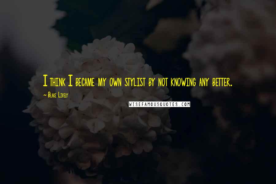 Blake Lively quotes: I think I became my own stylist by not knowing any better.