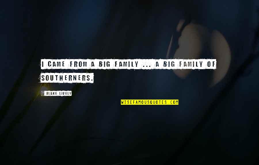 Blake Lively Quotes By Blake Lively: I came from a big family ... a Blake Lively Quotes By Blake Lively: I came from a big family ... a