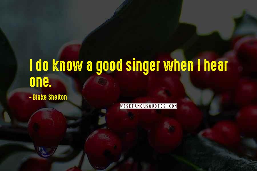 Blake Shelton quotes: I do know a good singer when I hear one.