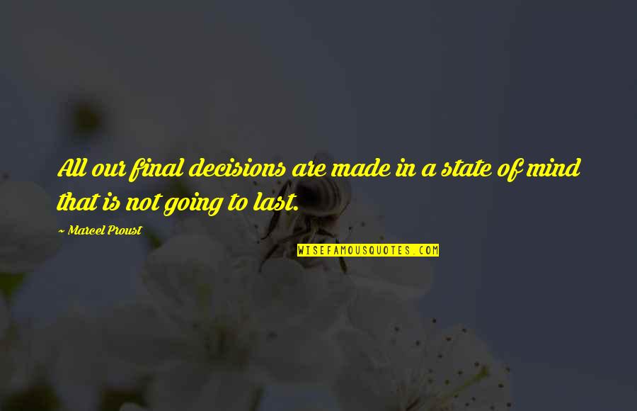 Blakelust Quotes By Marcel Proust: All our final decisions are made in a