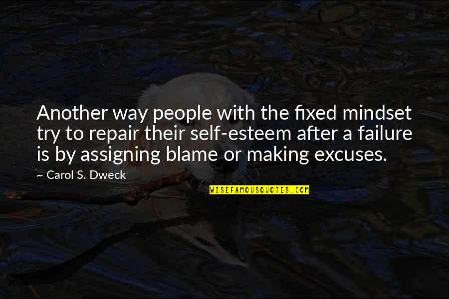 Blame And Excuses Quotes By Carol S. Dweck: Another way people with the fixed mindset try