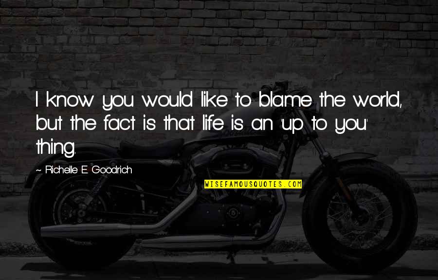 Blame And Responsibility Quotes By Richelle E. Goodrich: I know you would like to blame the