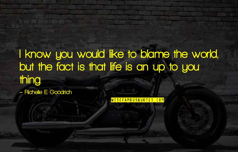 Blame Each Other Quotes By Richelle E. Goodrich: I know you would like to blame the Blame Each Other Quotes By Richelle E. Goodrich: I know you would like to blame the