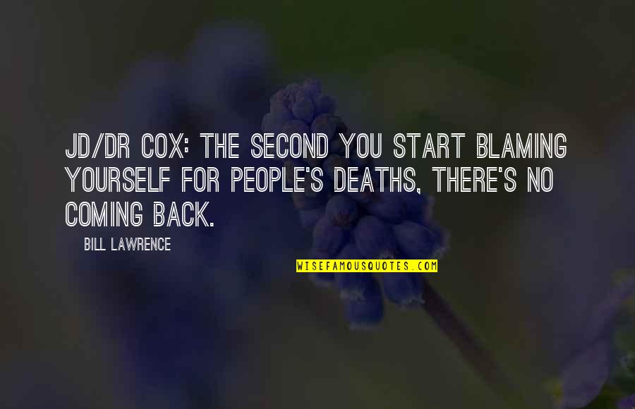 Blame It On Yourself Quotes By Bill Lawrence: JD/Dr Cox: The second you start blaming yourself Blame It On Yourself Quotes By Bill Lawrence: JD/Dr Cox: The second you start blaming yourself