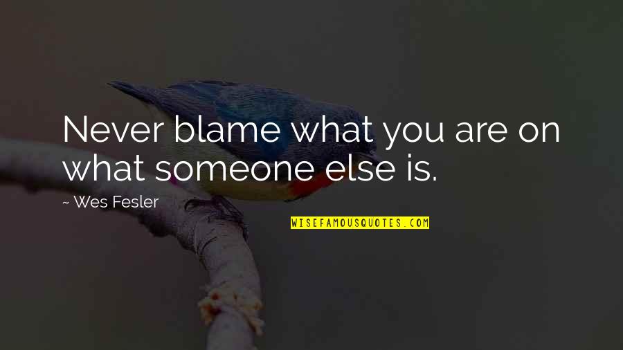Blame On Quotes By Wes Fesler: Never blame what you are on what someone Blame On Quotes By Wes Fesler: Never blame what you are on what someone