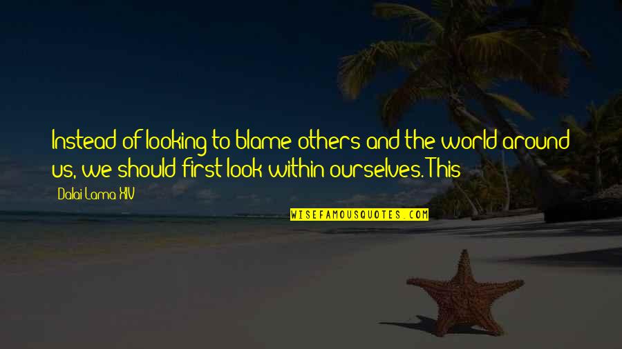 Blame Us Quotes By Dalai Lama XIV: Instead of looking to blame others and the Blame Us Quotes By Dalai Lama XIV: Instead of looking to blame others and the