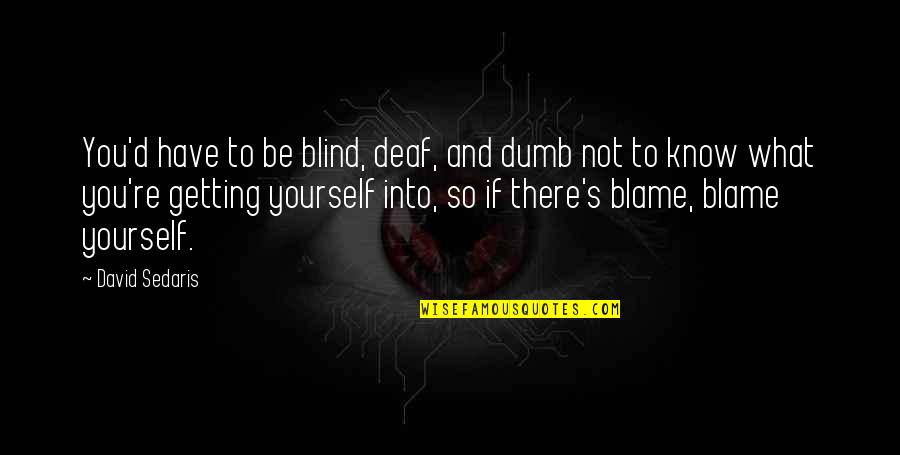 Blame Yourself Quotes By David Sedaris: You'd have to be blind, deaf, and dumb