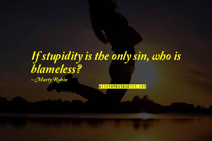 Blameless Quotes By Marty Rubin: If stupidity is the only sin, who is Blameless Quotes By Marty Rubin: If stupidity is the only sin, who is