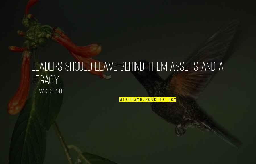 Blaming Others For Your Misery Quotes By Max De Pree: Leaders should leave behind them assets and a