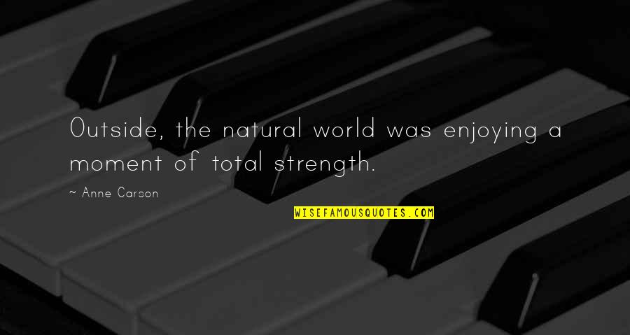 Blaming Somebody Quotes By Anne Carson: Outside, the natural world was enjoying a moment