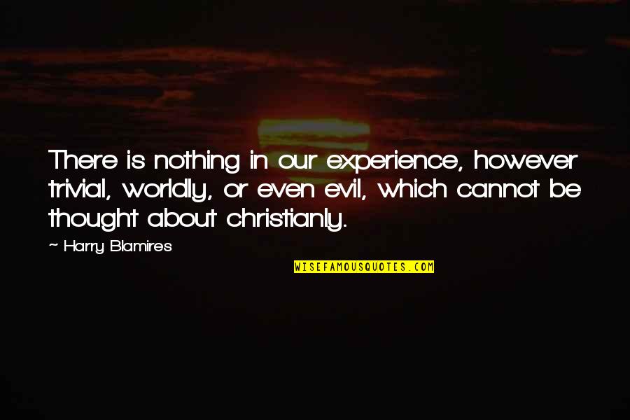 Blamires Quotes By Harry Blamires: There is nothing in our experience, however trivial,