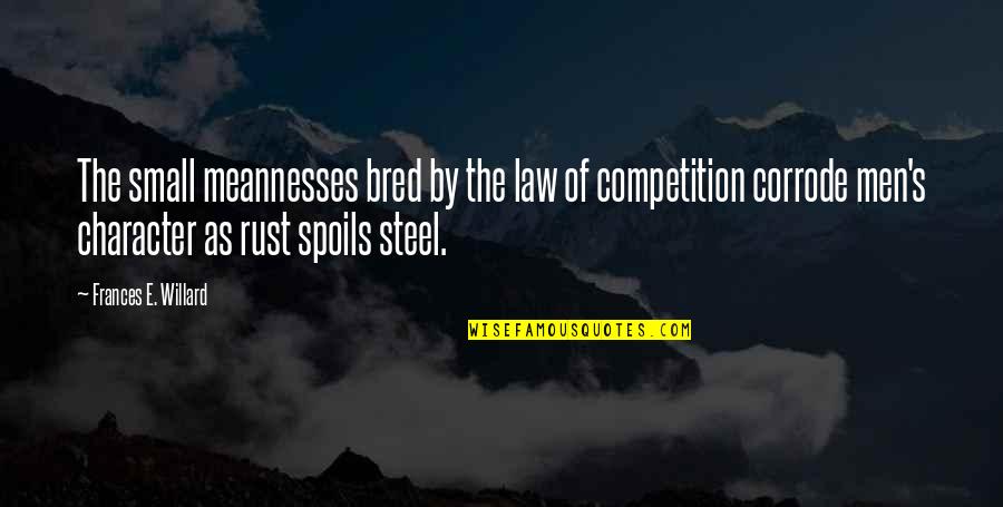 Blanche And Light Quotes By Frances E. Willard: The small meannesses bred by the law of